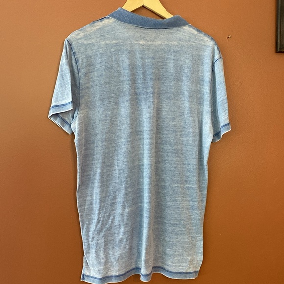 Lucky brand men’s burnout collared shirt in faded blue.  Size L. - Picture 2 of 5